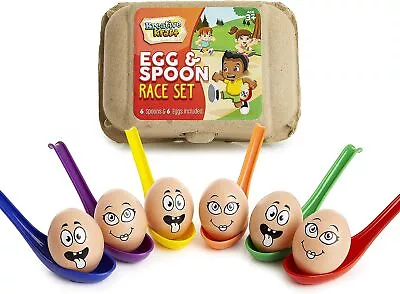 Egg And Spoon Race Kit Outdoor Games For Kids Garden Outdoor Toys • £17.54