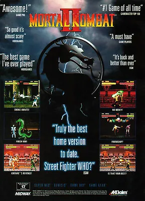 Mortal Kombat II 2 SNES Print Ad Poster Official Promo Art 1994 V2 • $14.98