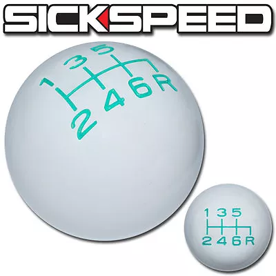 White/teal Vintage Shift Knob 6 Speed Short Throw Shifter Selector 10x1.25 K09 • $22.85