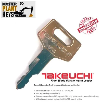 Takeuchi Excavator & Track Loader Key Factory Original Master OEM Logo Genuine • £4.49