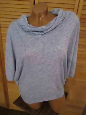 Velvet Brand Petite Blue Gray Heather Cowl Neck Dolman Sleeve Top • $7