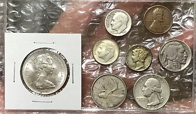 Vintage Coins Some Worn Or Cleaned- Silver Bahamas Half + US Dimes + Quarters • $28.95