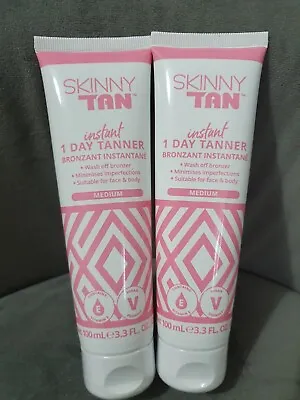 Skinny Tan Instant 1 Day Tanner Medium 2x 100ml (200ml) Sealed • £13.99