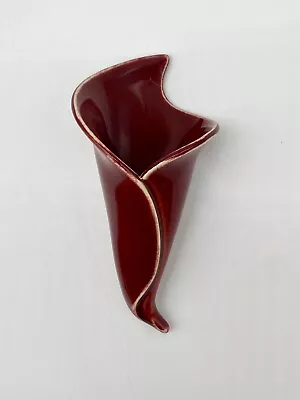 Art Pottery Red Plum Calla Lily Magnetic Wall Pocket Vase Artist Signed • $18