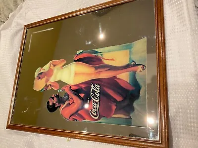 Large Vintage Coca-Cola Wall Hanging Advertising Framed Mirror Man Cave Bar Prop • £29.99