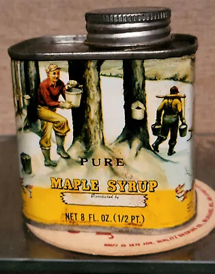 1960s Vintage Wisconsin Pure Maple Syrup Tin Metal Can 8 Fluid Ounce Empty • $25
