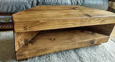 £99.99 • Buy Corner Rustic Pine TV Unit Solid Chunky Wood Stand/cabinet - Rustic Pine