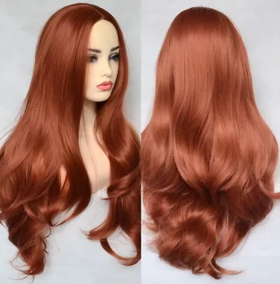 Cosplay Wig Full Head Heat Resistant Hair Synthetic Women Copper Red Body Wavy • $19.99