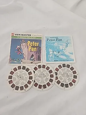 Vintage WALT DISNEY'S PETER PAN VIEW-MASTER REELS Packet WITH Booklet 1957 • $14.99