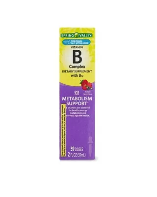 Spring Valley Vitamin B Complex Dietary Supplement + B12 Berry Flavor 2 Fl Oz  • $8.99