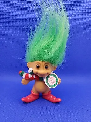 Troll Doll 3  Russ Christmas Santa's Merry Little Elf Green Hair W/ Tag Vintage • $11.91