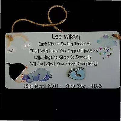 £6.99 • Buy Personalised Baby Boy Gift, New Baby Boy Gift, Christening, Nursery Newborn Gift