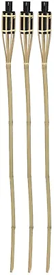 3 X 4ft Outdoor Garden Bamboo Torch Lantern Oil Paraffin Lighting Burner • £15.99