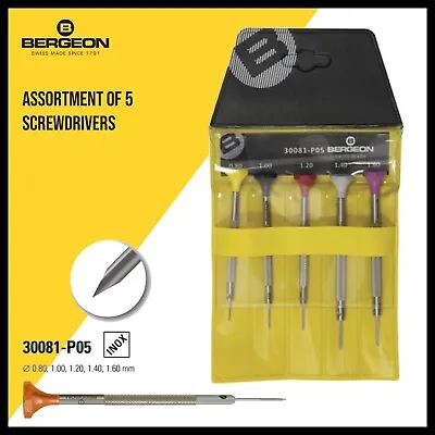 Bergeon 30081-P05 Set Of 5 Swiss Screwdrivers Watchmakers AUSTRALIAN STOCK • $110