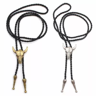 Western Cowboy Bolo Tie Bull Bronze Silver Rodeo Dance Necktie Bootlace Ties UK • £5.99