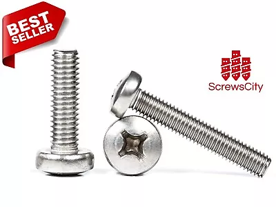 Stainless Steel A2 Phillips Pan Head Machine Screws DIN 7985 M3 M4 M5 M6 • £2.99