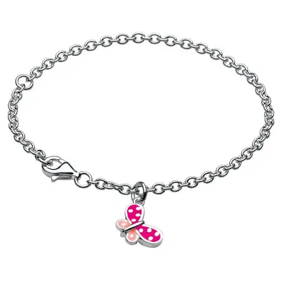 New Kit Heath Kids Silver & Pink Enamel Polka Dot Butterfly Bracelet • £30