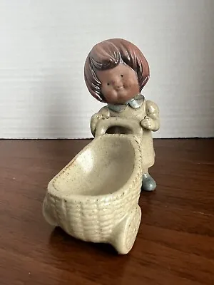 Vintage Japan UCTCI Redware Little Girl Pushing A Doll Buggy • $11.99