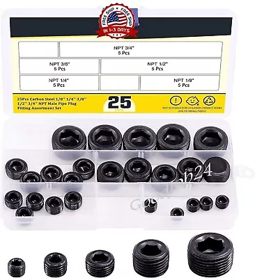 Mardatt NPT Plug Set Pipe Plug Assortment Kit - 25pcs NEW 20024 • $12.99