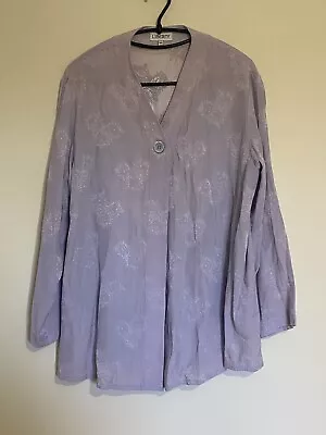 Liberty Lilac Grey Print Long Sleeve Occasion Wear Cardigan Jacket Size M • £26.95