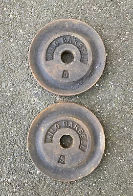 Vintage Pair Of 5Lb Milo Barbell Weight Plates Standard Size Non York 10lb Total • $60