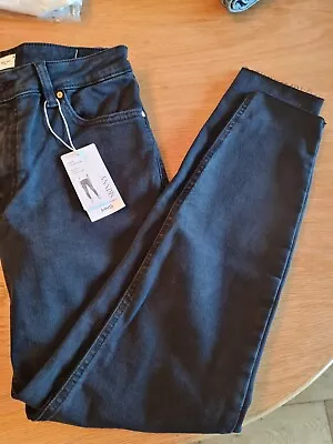 Mango Black Mid Waist Skinny Cropped Jeans Size UK12 New Perfect Condition • £10