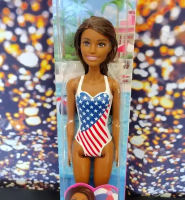Barbie Olympic Swimmer Doll USA Swim Team American Flag Brunette Hazel Eyes NIB • $8