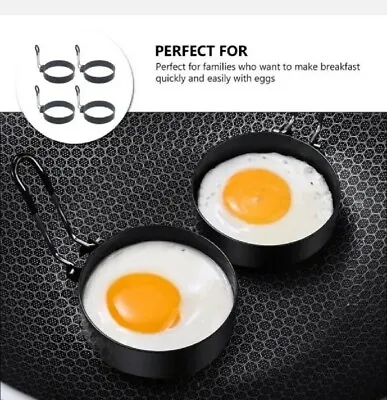 4pcs+Brush Egg Rings Professional Egg Ring Set Non Mold Shaper Circles For Fried • £8.90