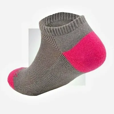 3 Pair EcoSox Bamboo No Show Socks Size 9-11 Medium Grey/Pink 1009-1 • $33.55