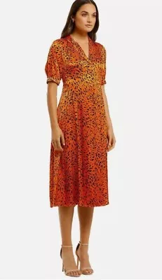 Country Road Size 10 Orange Animal Print Midi Shirt Dress • $35