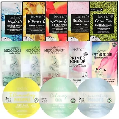 £1.99 • Buy Technic Face Mask Packs All Skin Type Masks Normal Dry Oily Xmas Stocking Filler