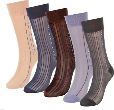 5Pairs Men Ultra Thin Dress Socks Silk Sheer Business Soft Nylon Work Socks 7-11 • $10.99