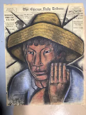 1916 Alfredo Ramos Martinez Original Conte Crayon Painting On Newspaper COA • $1900