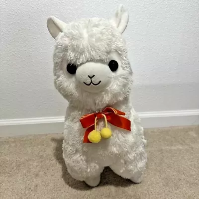 Amuse Alpacasso Pompom Velvet Ribbon Japan White Alpaca Llama Plush 15.7 Inches • $14.99