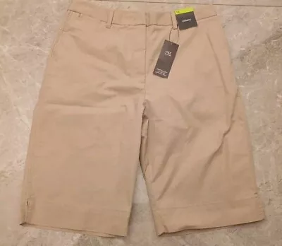 M&S COLLECTION Cotton Rich Chino Shorts Size 12 Coffee • £10.99