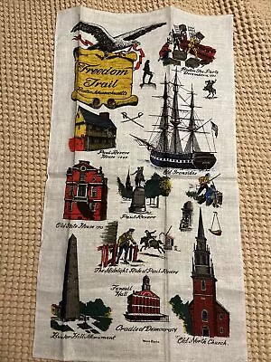 Vintage 30” Linen Towel Freedom Trail Boston Mass Paul Revere • $9.99