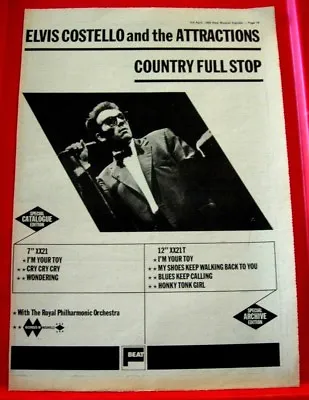 Elvis Costello I'm Your Toy Vintage ORIG 1982 Press/Magazine ADVERT Poster-Size • $4.97