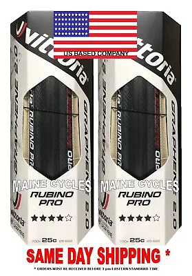 Vittoria Rubino Pro G 2.0 Folding Clincher  Black / Para / Tan / Gum All Sizes • $43.90