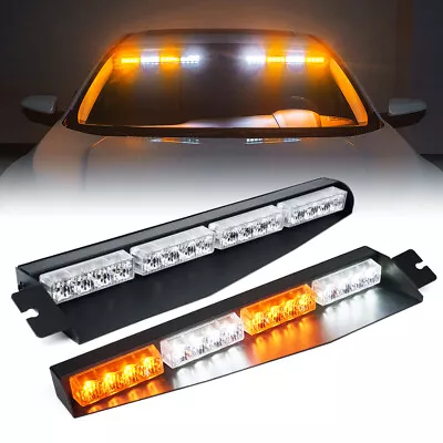 Xprite 32 LED Visor Strobe Light Bar Sunshield Emergency Warning White Amber Mix • $75.99