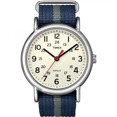 Timex T2N654 Men's  Weekender  Blue Strap Fabric Watch Indiglo • $37.80