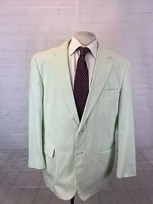 SPRING/SUMMER Haspel Men's Lime Green Striped Cotton Blazer 44R $595 • $60.02