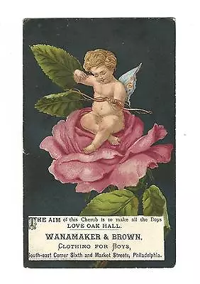 Old Trade Card Wanamaker & Brown OAK HALL Philadelphia PA Boys Clothing CHERUB • $12.25