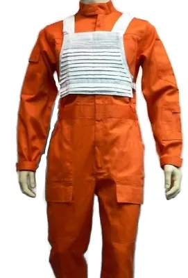 X-Wing Rebel Fighter Pilot Orange Jumpsuit + White Flak Vest Costume • $101.90