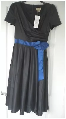 Ladies Lindy Bop Black Satin 50s Style Dress Size 10 BNWT • £10