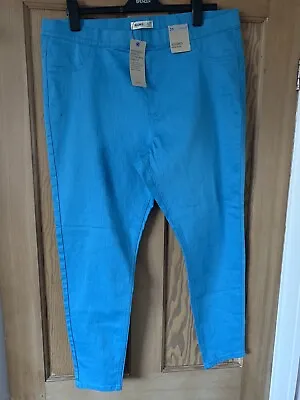 M&S BRIGHT AQUA BLUE PULL ON Stretch Comfort Skinny Jean JEGGINGS~UK20Reg~BNWT • £12.99