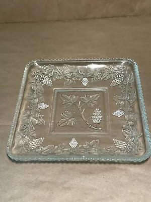 Antique EAPG United States Glass Co Beaded Grape Square Berry Plate/Bowl • $10