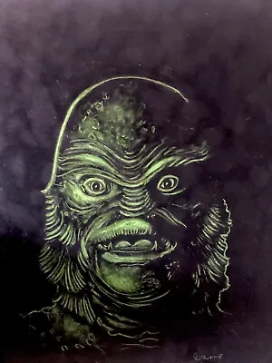 Creature Of The Black Lagoon Painting Black Velvet Universal Monster Framed • $59