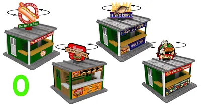 4 X Fast Food Stands W/Rotating Banners O Scale 1:45 (Save $31) For Model Train • $125