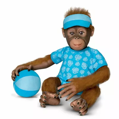 Ashton Drake Abe's Hugs Poseable Hugging Monkey Doll With Plush Ball • $138.43