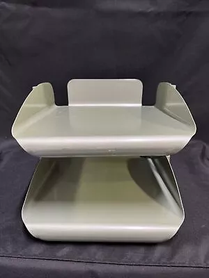 Vintage Steel Desk-Top Two File Holder Tray Mid-Century Modern • $29